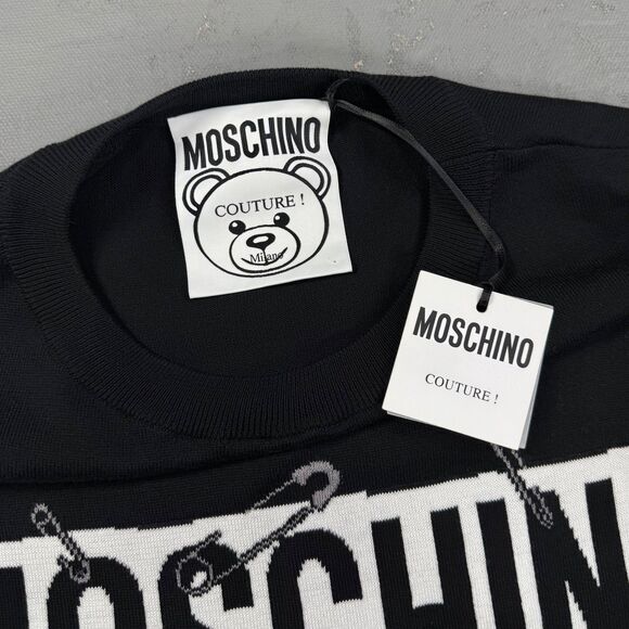 NWT Moschino "This Is Not a Moschino Toy" Black Cotton Knit Teddy Bear Sweater - Picture 3 of 5